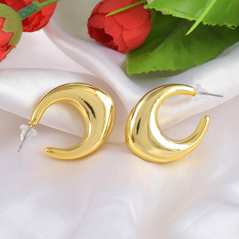 Dun’s Treasure Gold Crescent Hoop Earrings