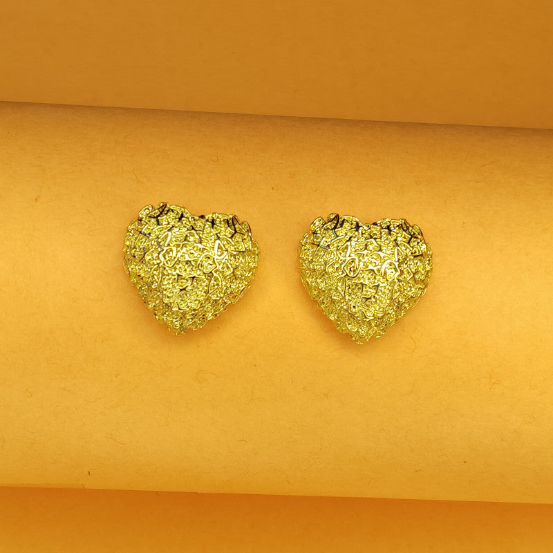 Dun’s Treasure Gold Glitter Heart Stud Earrings
