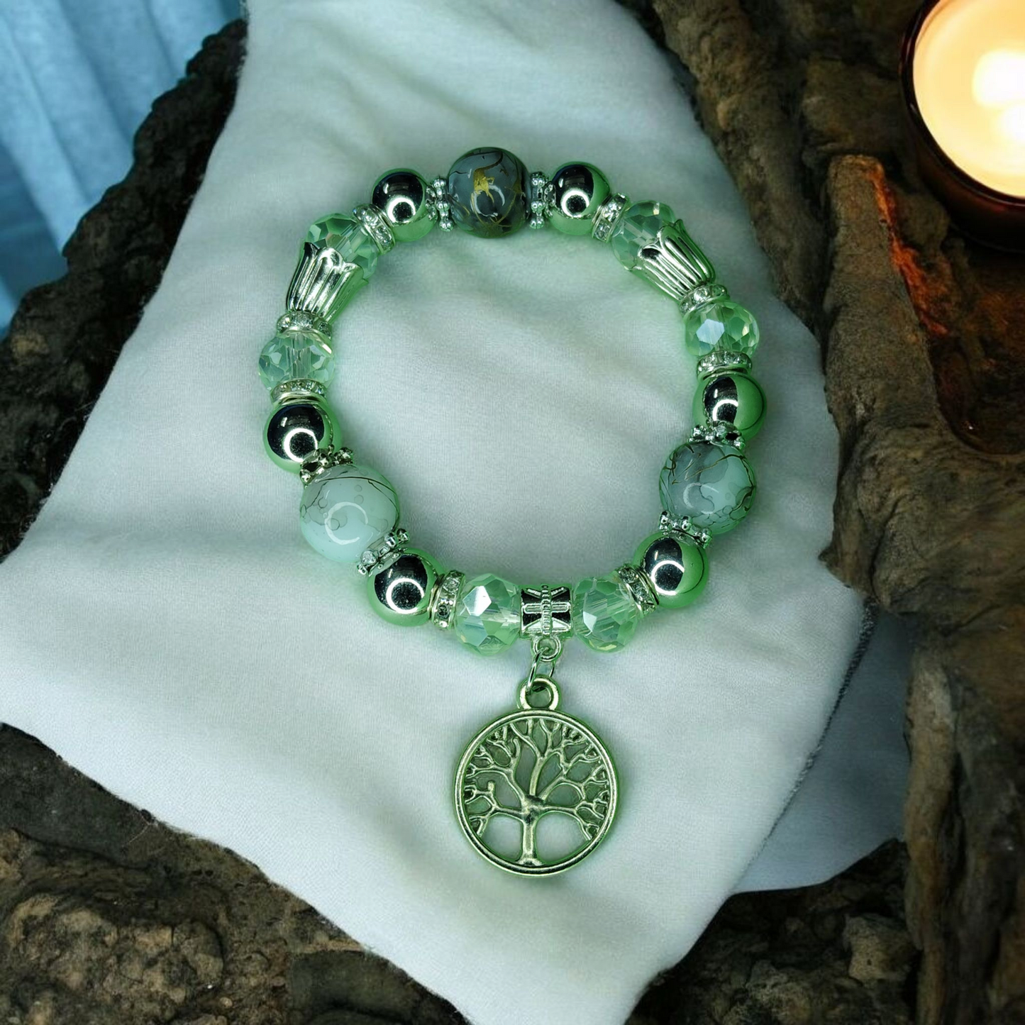 Dun’s Treasure Black and Silver Beaded Charm Bracelet