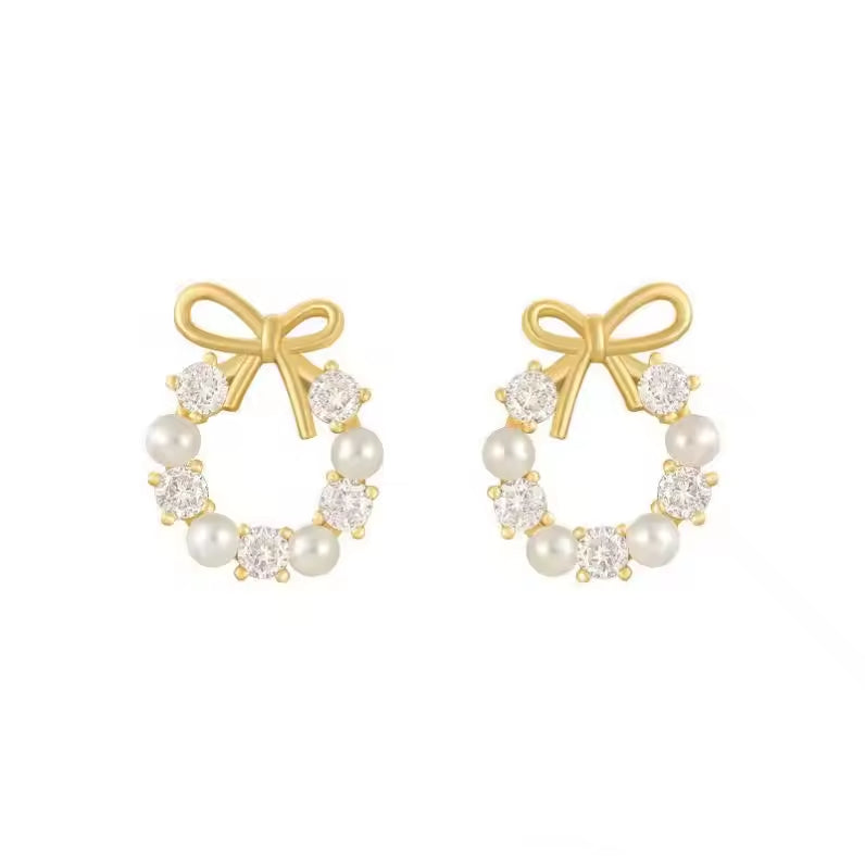 Luxury Pearl Bow Knot Stud Earrings – Elegant & Timeless Jewelry for Women