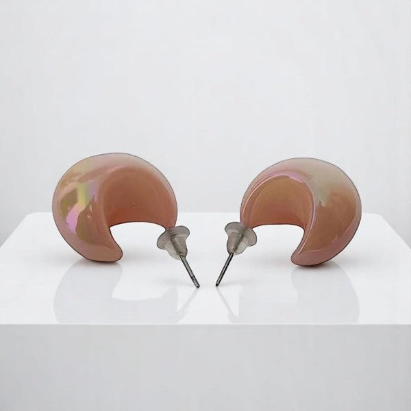 Dun’s Treasure Pink Glow Crescent Earrings