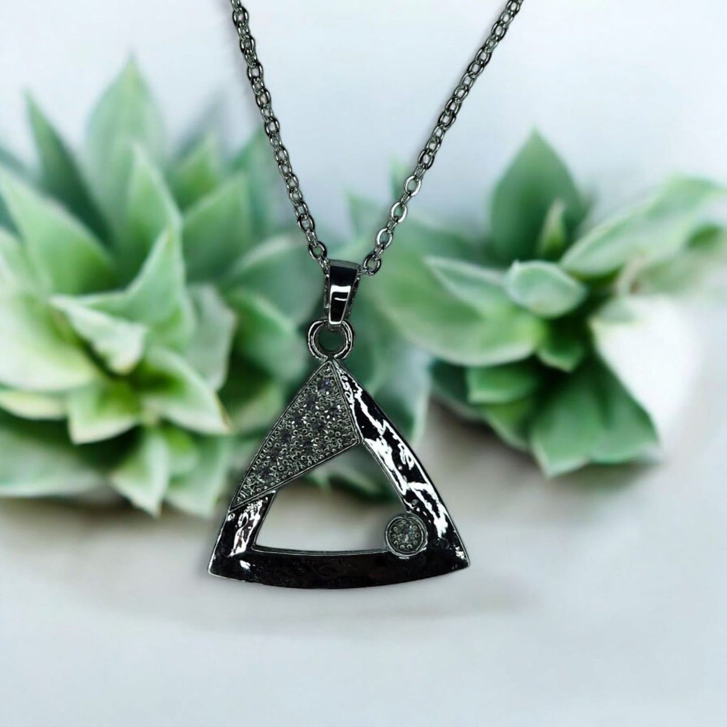 Silver Triangle Pendant – Minimal Geometric Necklace for Women & Girls