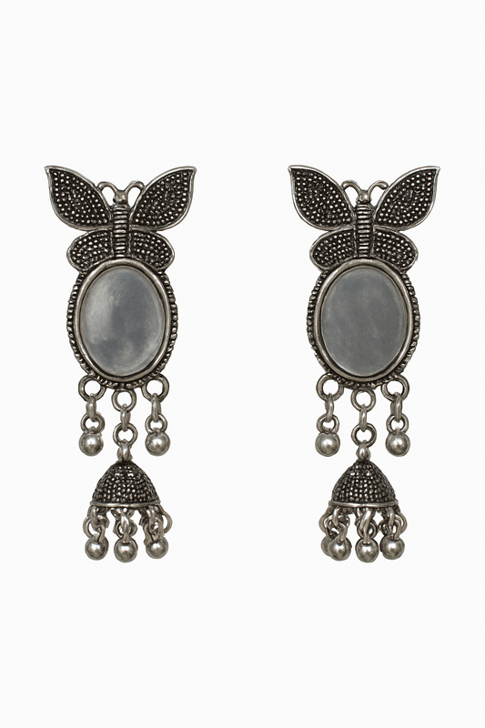 Oxidised Silver Jhumka Earrings for Women & Girls | Antique Ethnic Traditional Party Wear Jewellery | Lightweight Daily Wear Earrings for Wedding & Festive Outfits (Copy)