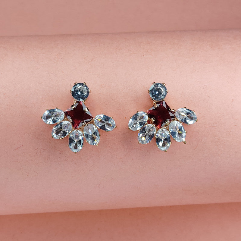 Dun’s Treasure Elegant Floral Crystal Stud Earrings