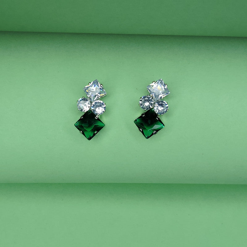 Dun’s Treasure Emerald Green and Silver Crystal Stud Earrings