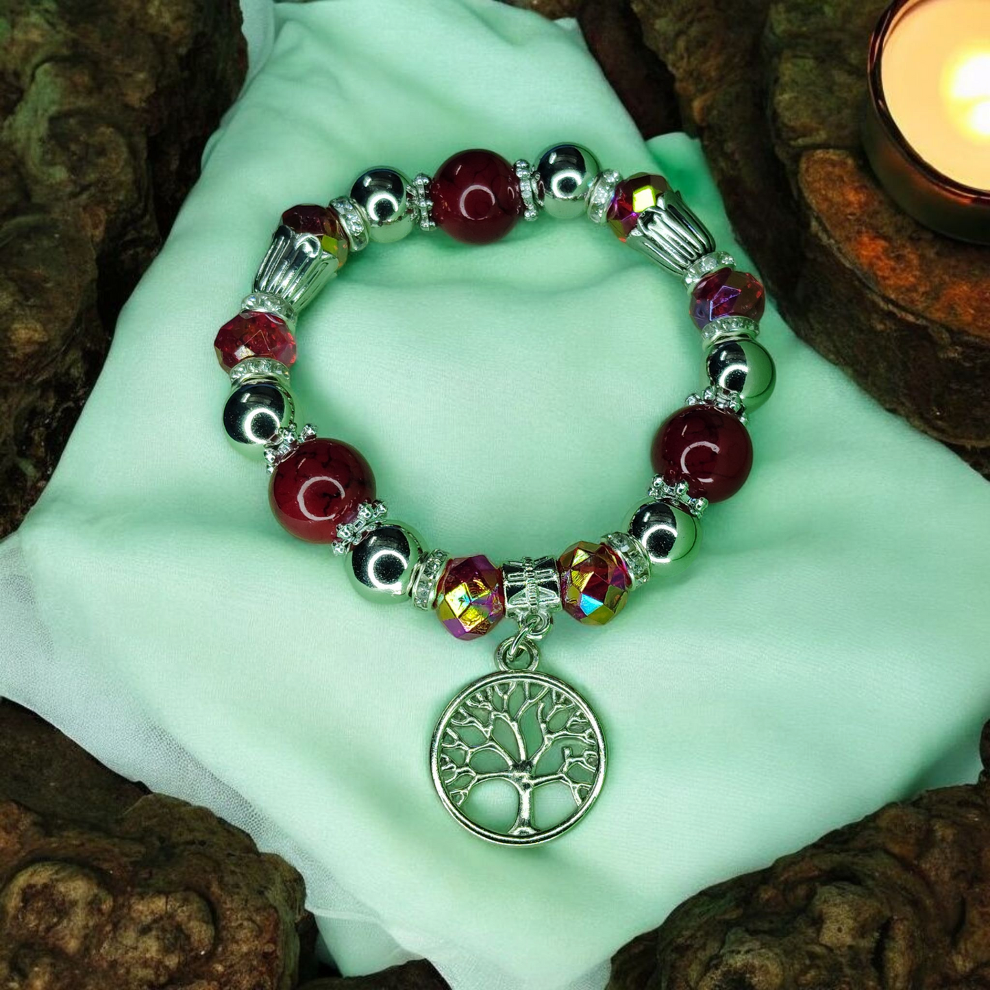 Dun’s Treasure Gold and Red Beaded Charm Bracelet