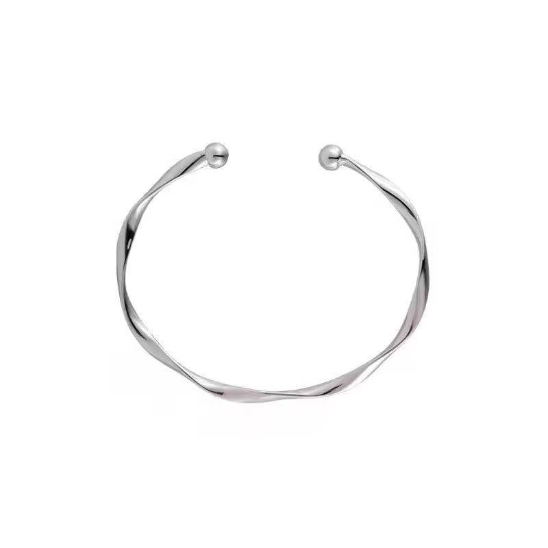 Mobius Twist Bangle Bracelet (Silver) – Sleek Minimalist Jewelry for Men & Women