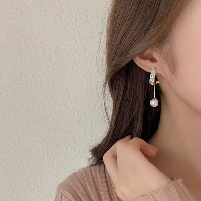European American Trendy Gold-Plated Statement Earrings – Rhinestone & Pearl Jewelry for Women’s Gifts