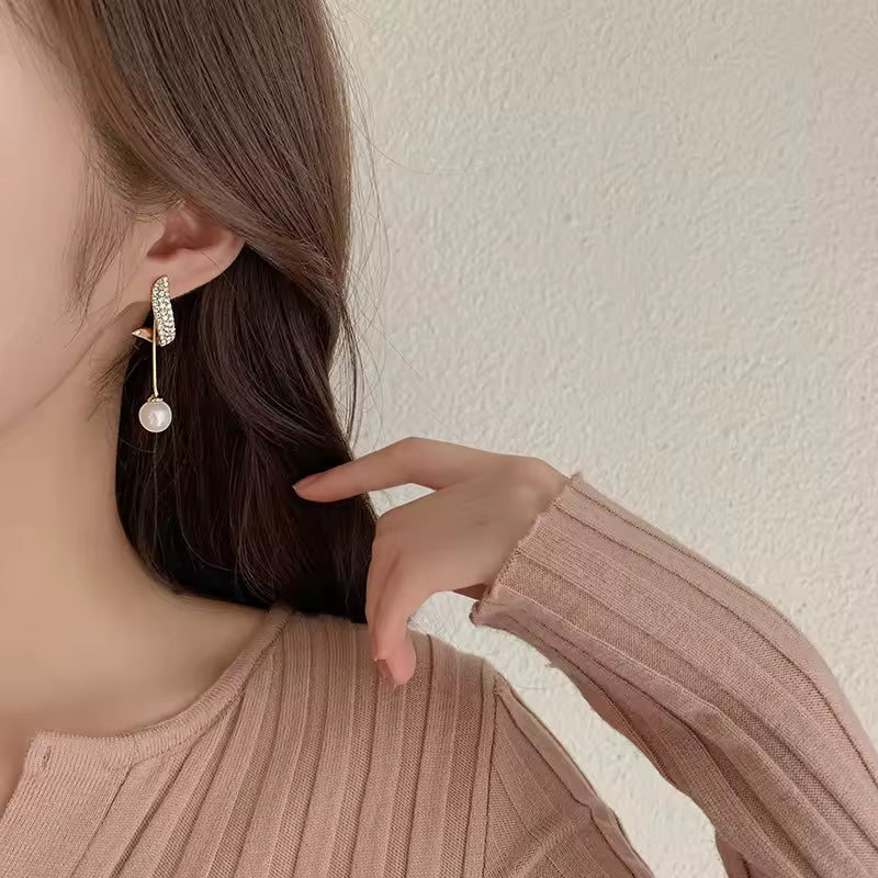 European American Trendy Gold-Plated Statement Earrings – Rhinestone & Pearl Jewelry for Women’s Gifts
