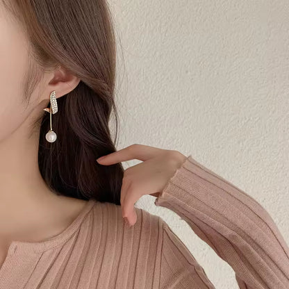 European American Trendy Gold-Plated Statement Earrings – Rhinestone & Pearl Jewelry for Women’s Gifts