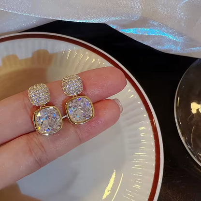 Square Stud Pearl Earrings