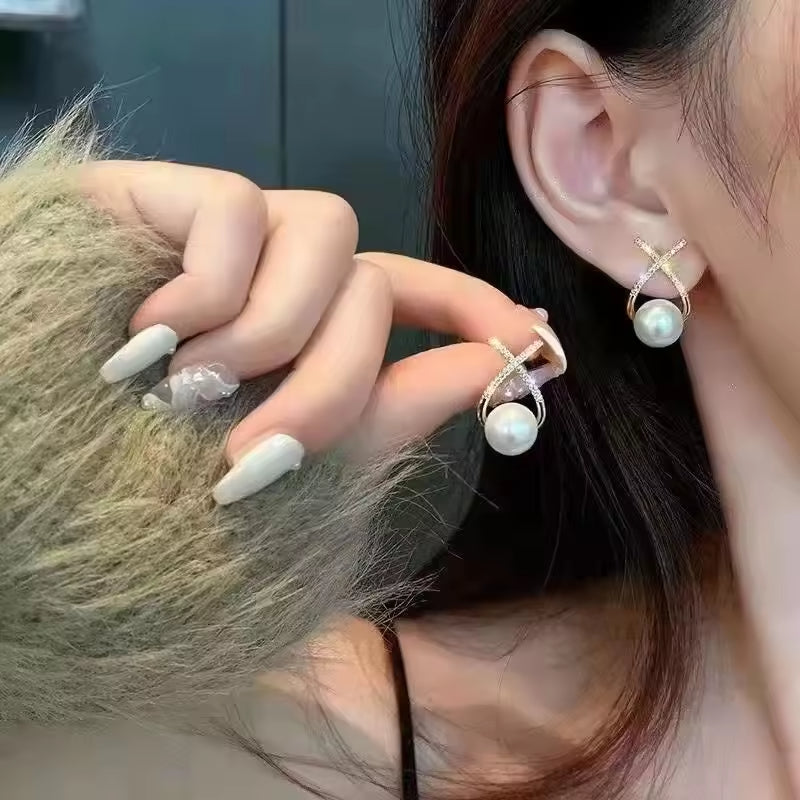 Minimalist Tassel & Pearl Stud Earrings