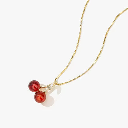 Sweet Delicate Cherry Necklace – Dainty Titanium Steel Pendant for Everyday Charm