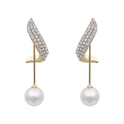 European American Trendy Gold-Plated Statement Earrings – Rhinestone & Pearl Jewelry for Women’s Gifts