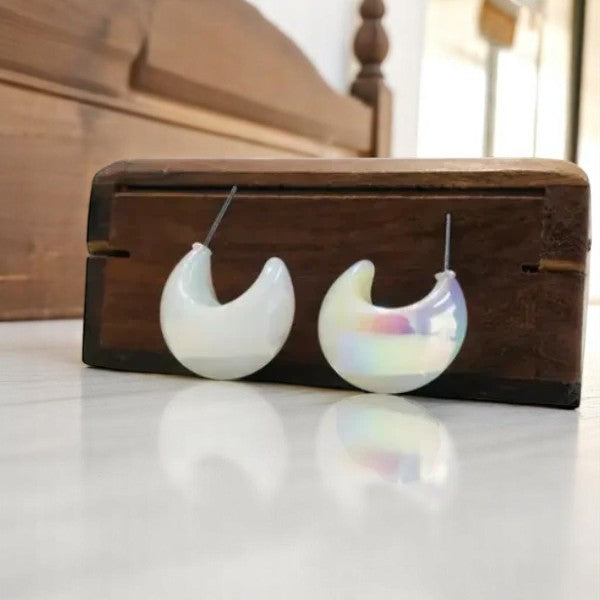 Dun’s Treasure Iridescent Moon Hoop Earrings