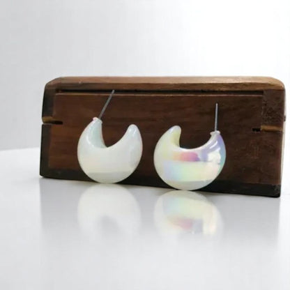 Dun’s Treasure Iridescent Moon Hoop Earrings