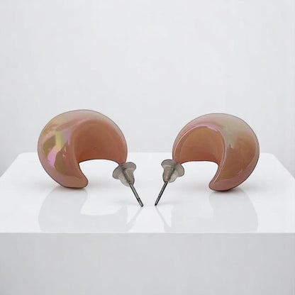 Dun’s Treasure Pink Glow Crescent Earrings