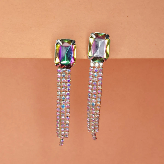 Dun’s Treasure Elegant Rhinestone Tassel Earrings