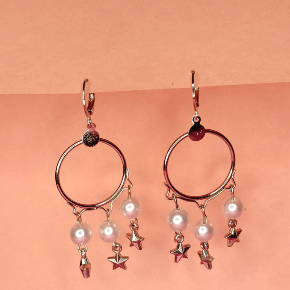 Dun’s Treasure Boho Charm Hoop Earrings with Pearls