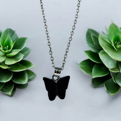 Black Butterfly Pendant – Elegant Gothic-Inspired Jewelry for Women & Girls